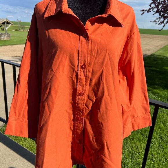 Blair Women’s XL button down top, burnt-orange color, 3/4 length sleeves - Picture 3 of 7